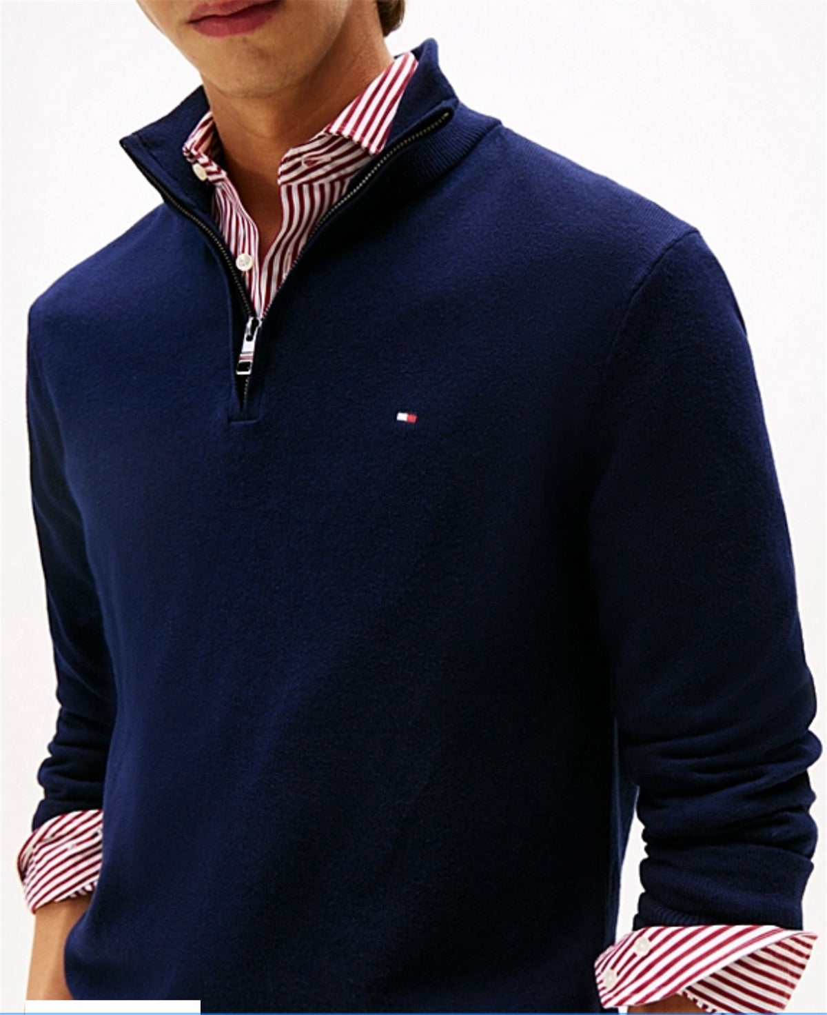 TOMMY HILFIGER Maglioni Uomo Blu - CASHMERE ZIP MOCK