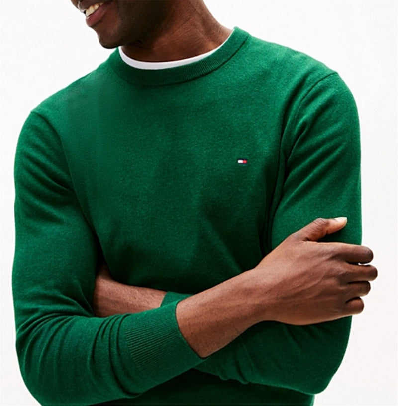 TOMMY HILFIGER Men's Sweaters Green - CASHMERE CREW NECK