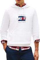 TOMMY HILFIGER Men's White Sweatshirt - FLAG GRAPHIC HOODIE