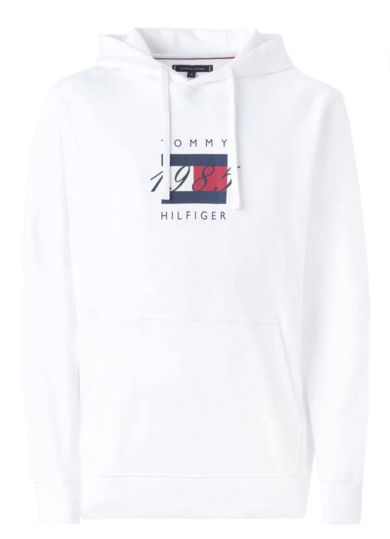 TOMMY HILFIGER Men's White Sweatshirt - FLAG GRAPHIC HOODIE