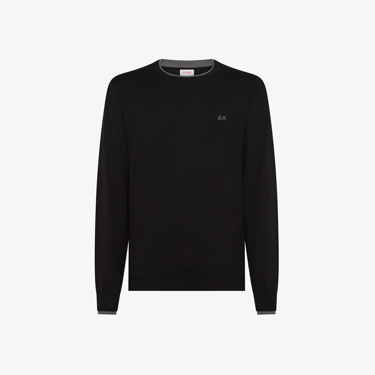 SUN68 Maglia Uomo Nero - ROUND SWEATER