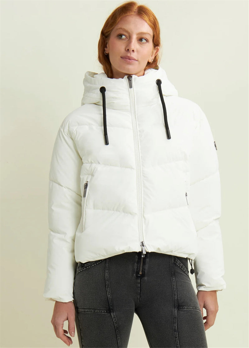 FREDDY Women's White Down Jacket - CROPPED HIGH NECK