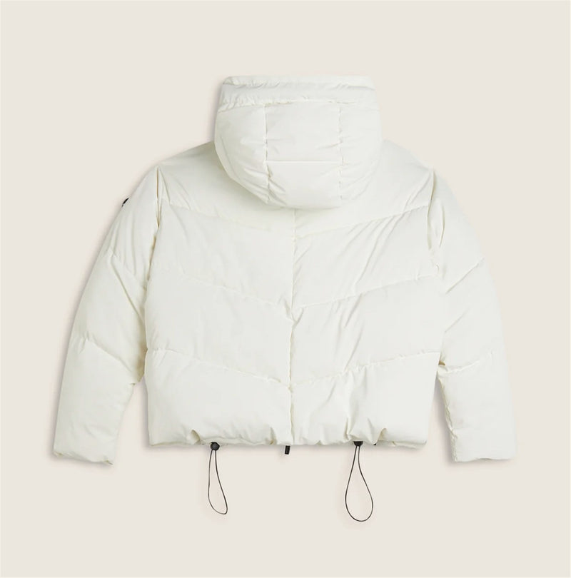 FREDDY Women's White Down Jacket - CROPPED HIGH NECK