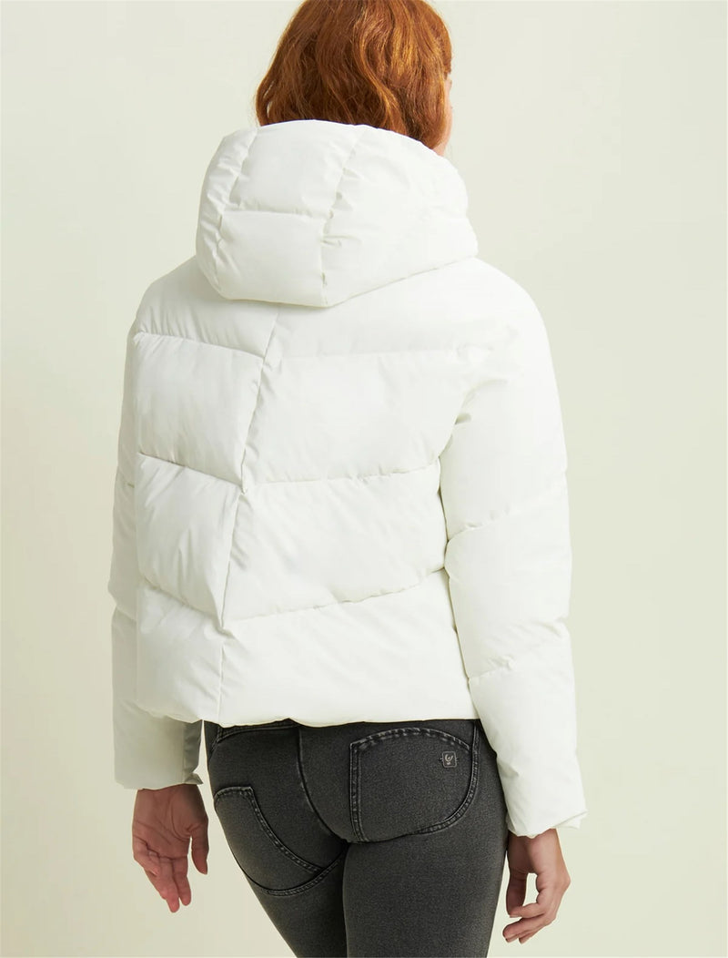FREDDY Women's White Down Jacket - CROPPED HIGH NECK