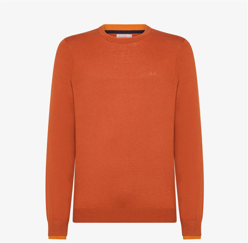 SUN68 Men's Orange Jersey - Round Double Rib