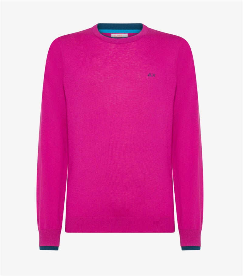 SUN68 Men's Fuchsia Jersey - Round Double Rib