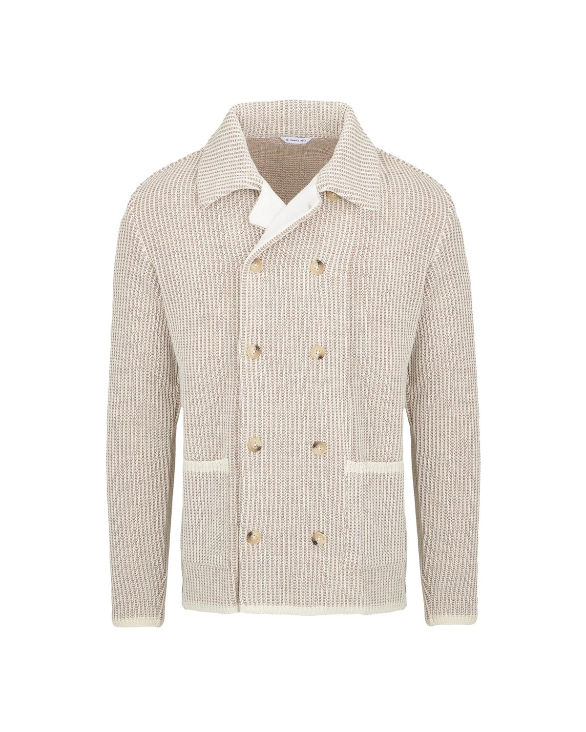 MANUEL RITZ Men's Beige Jacket - DOUBLE-BREASTED KNIT JACKET