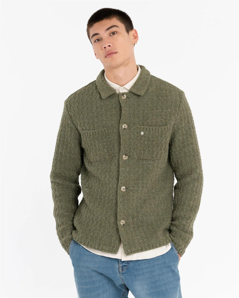 MANUEL RITZ Men's Green Jacket - KNITTED OVERSHIRT
