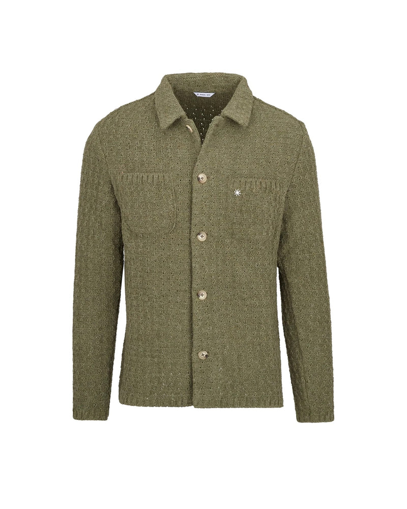 MANUEL RITZ Men's Green Jacket - KNITTED OVERSHIRT