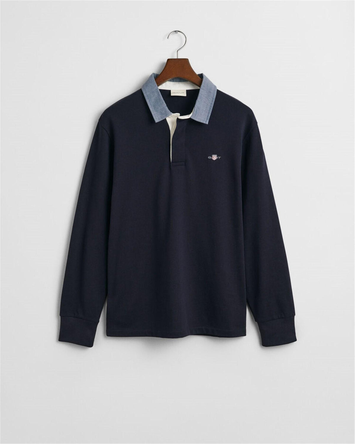 Gant Men's Polo Shirt Dark Blue - REG CHAMBRAY HEAVY RUGGER