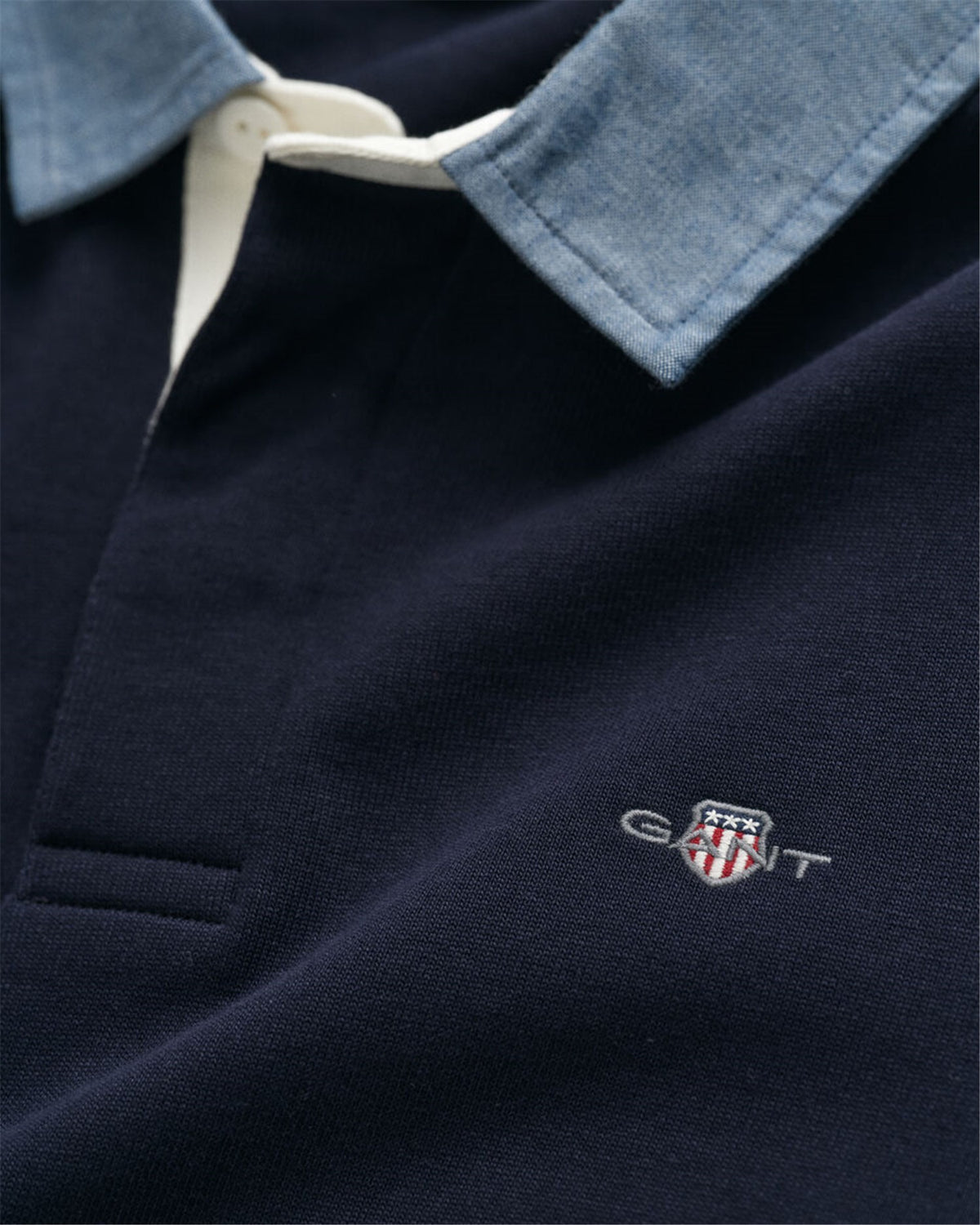 Gant Men's Polo Shirt Dark Blue - REG CHAMBRAY HEAVY RUGGER