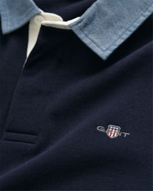 Gant Men's Polo Shirt Dark Blue - REG CHAMBRAY HEAVY RUGGER
