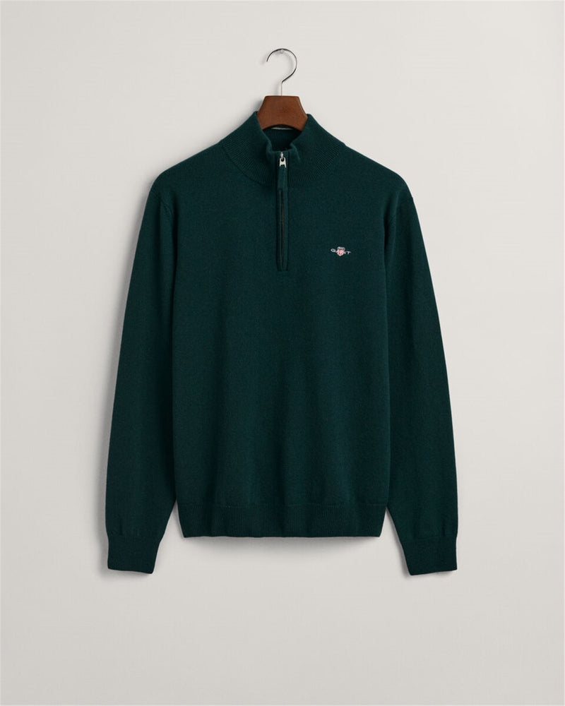 Gant Men's Green Sweater - SUPERFINE LAMBSWOOL HALF ZIP