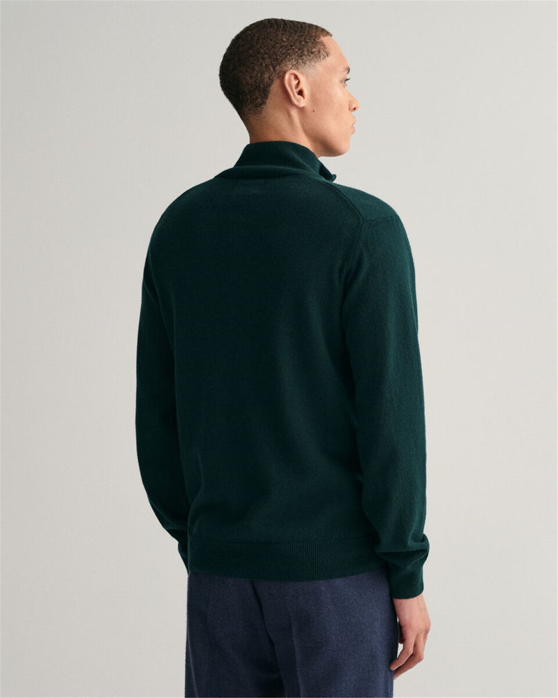 Gant Men's Green Sweater - SUPERFINE LAMBSWOOL HALF ZIP