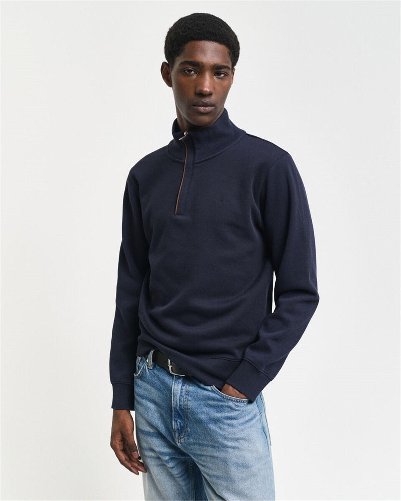 Gant Men's Dark Blue Sweatshirt - Sacker Rib Half Zip