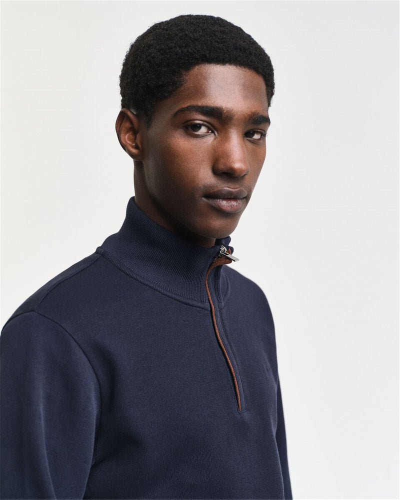Gant Men's Dark Blue Sweatshirt - Sacker Rib Half Zip
