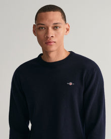 Gant Men's Dark Blue Sweater - SUPERFINE LAMBSWOOL C-NECK