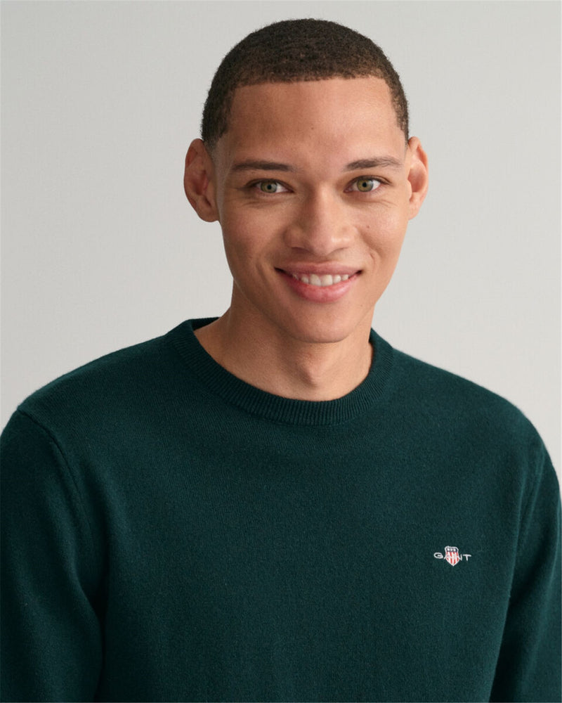 Gant Men's Green Sweater - SUPERFINE LAMBSWOOL C-NECK