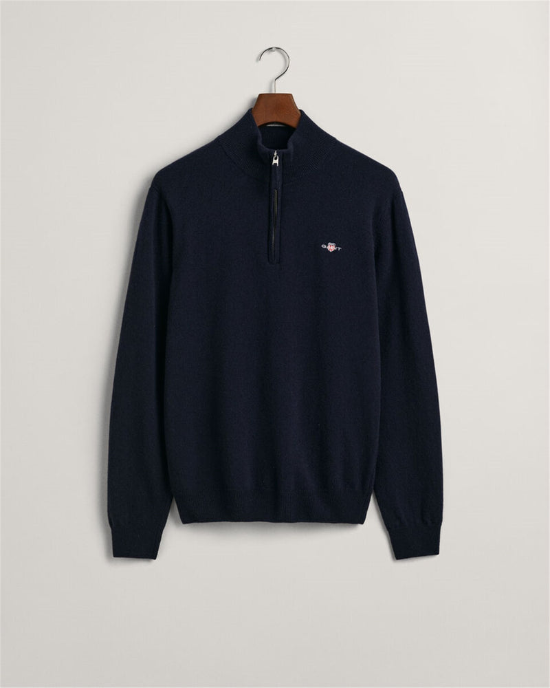 Gant Men's Dark Blue Sweater - SUPERFINE LAMBSWOOL HALF ZIP