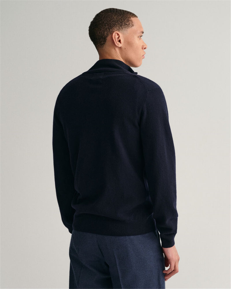 Gant Men's Dark Blue Sweater - SUPERFINE LAMBSWOOL HALF ZIP