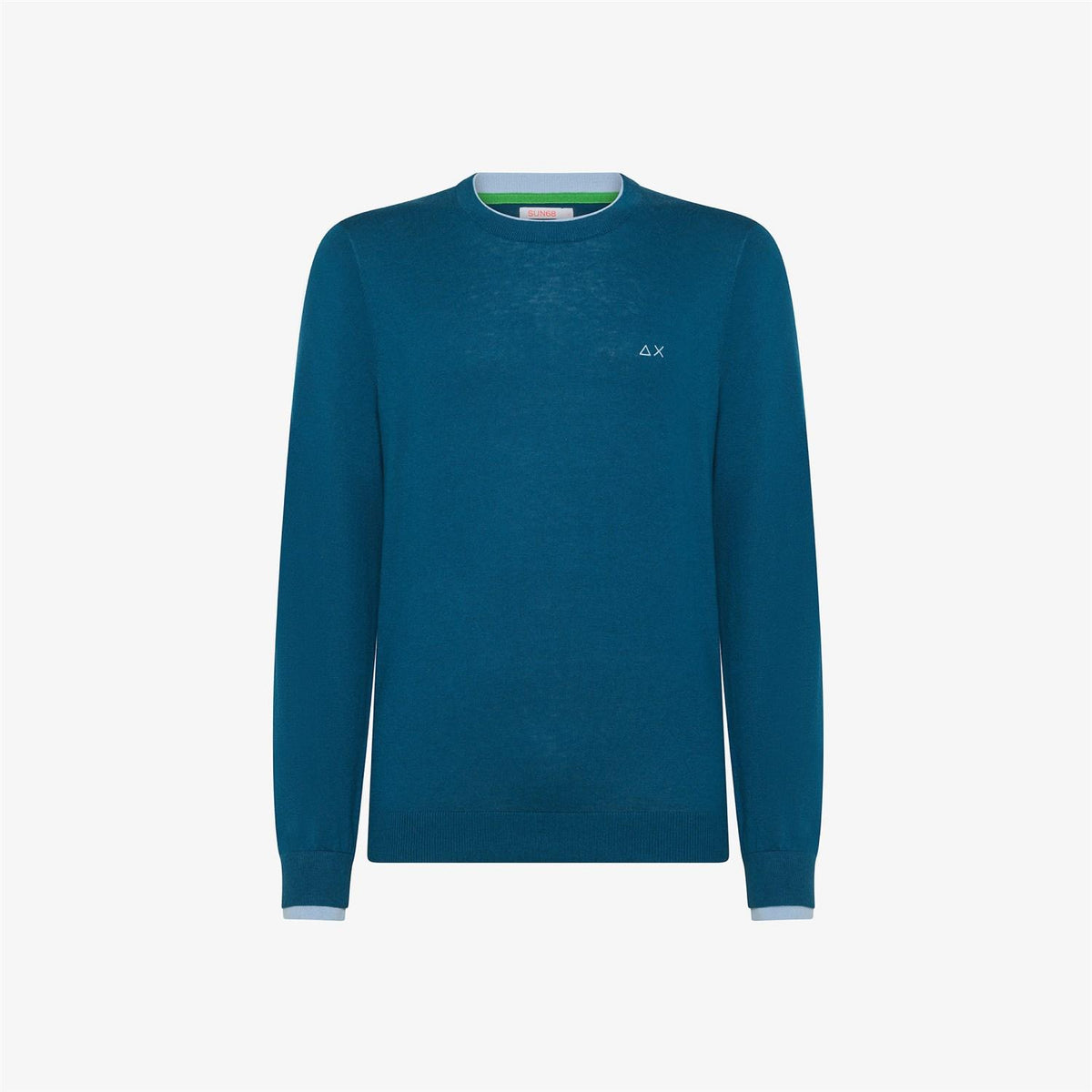 SUN68 Men's Blue Jersey - Round Double Rib