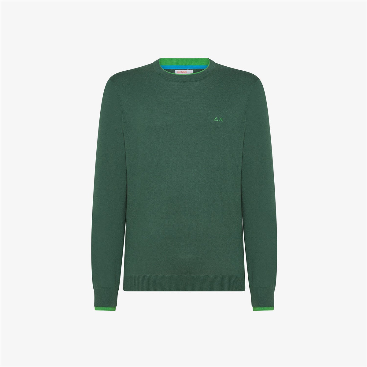 SUN68 Men's Green Jersey - Round Double Rib