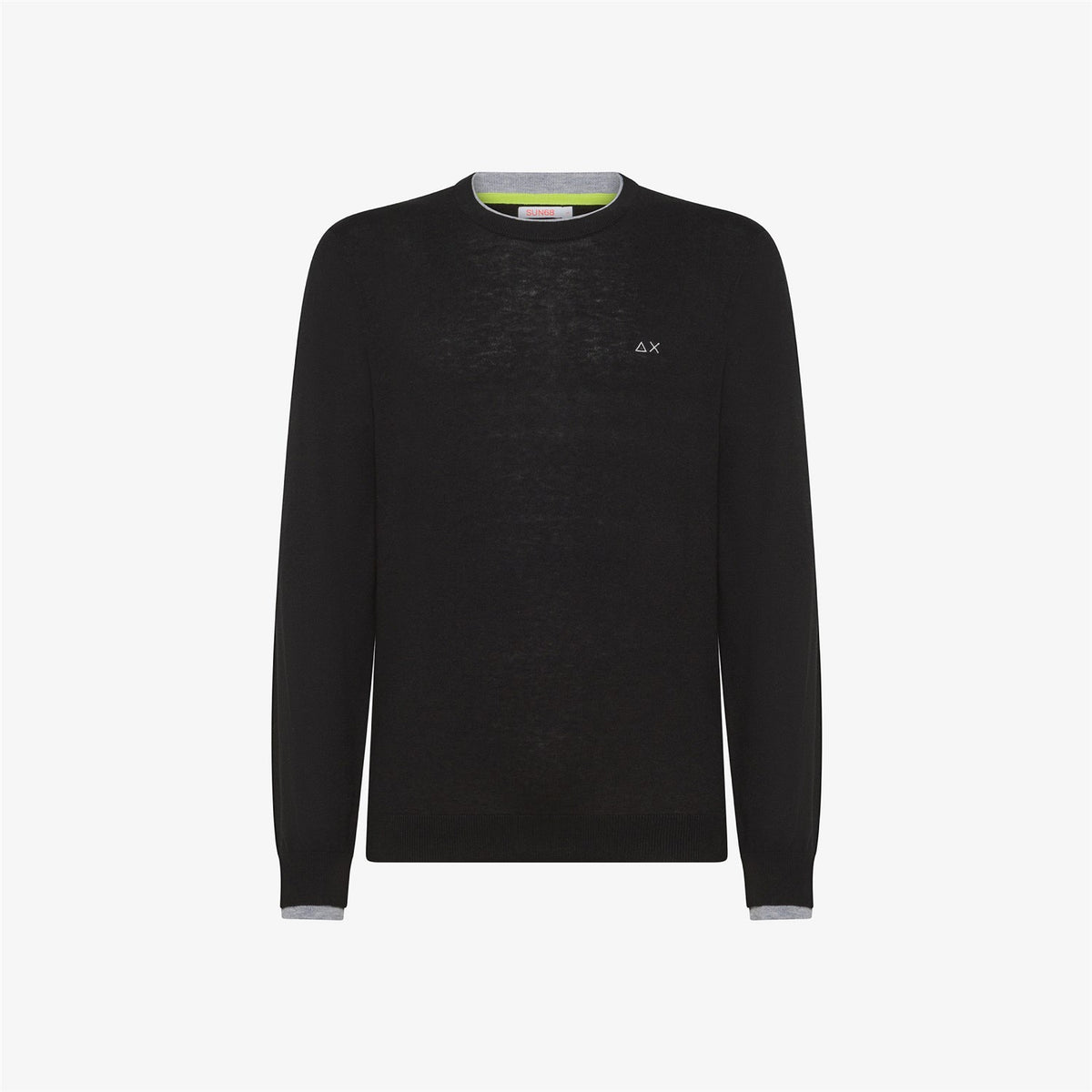 SUN68 Men's Black Jersey - Round Double Rib
