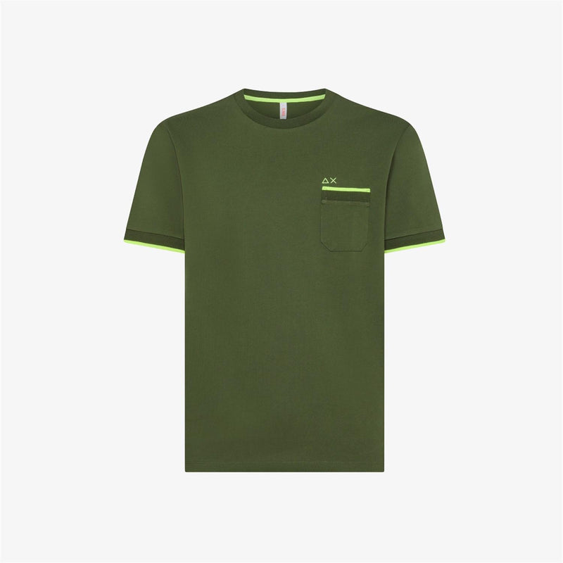 SUN68 Green Men's T-Shirt - PE T-SHIRT SMALL STRIPES ON CUFFS