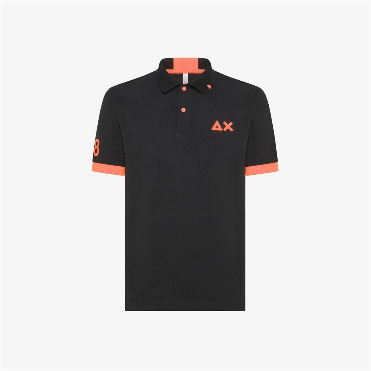 SUN68 Men's Black Polo Shirt - FLUORESCENT LOGO POLO