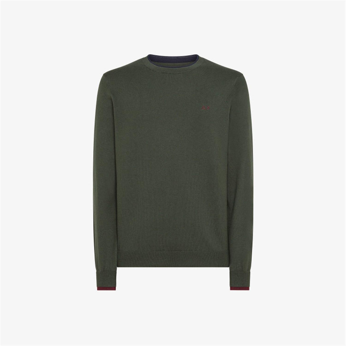SUN68 Maglioni Uomo Verde Militare - ROUND DOUBLE RIB