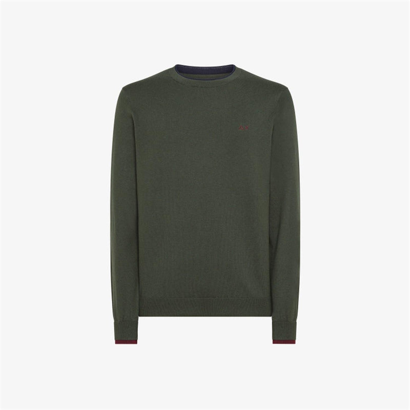 SUN68 Maglioni Uomo Verde Militare - ROUND DOUBLE RIB