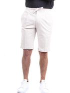 MANUEL RITZ Men's Beige Bermuda Shorts - STRIPED BERMUDA SHORTS