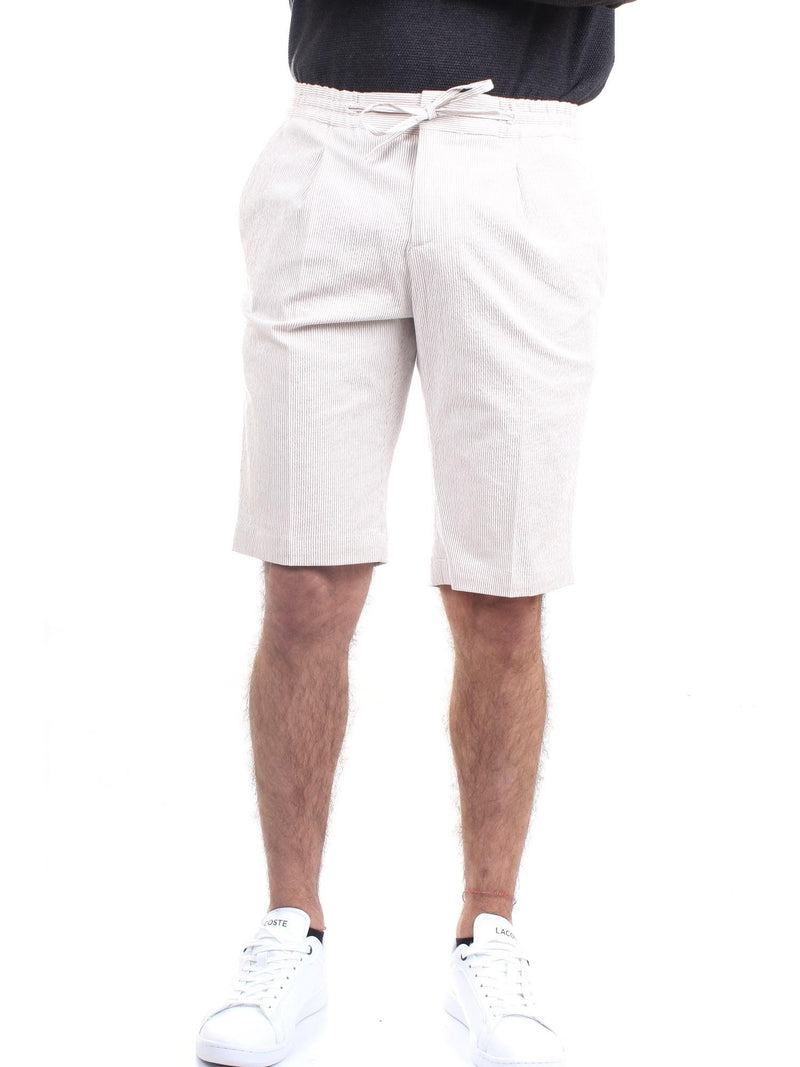 MANUEL RITZ Men's Beige Bermuda Shorts - STRIPED BERMUDA SHORTS