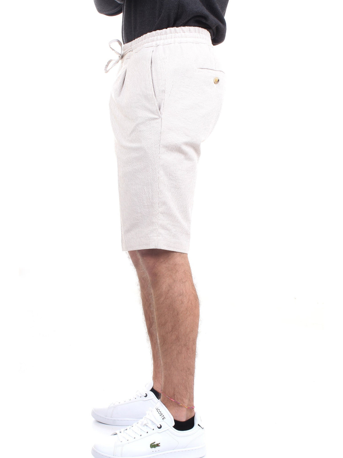 MANUEL RITZ Men's Beige Bermuda Shorts - STRIPED BERMUDA SHORTS