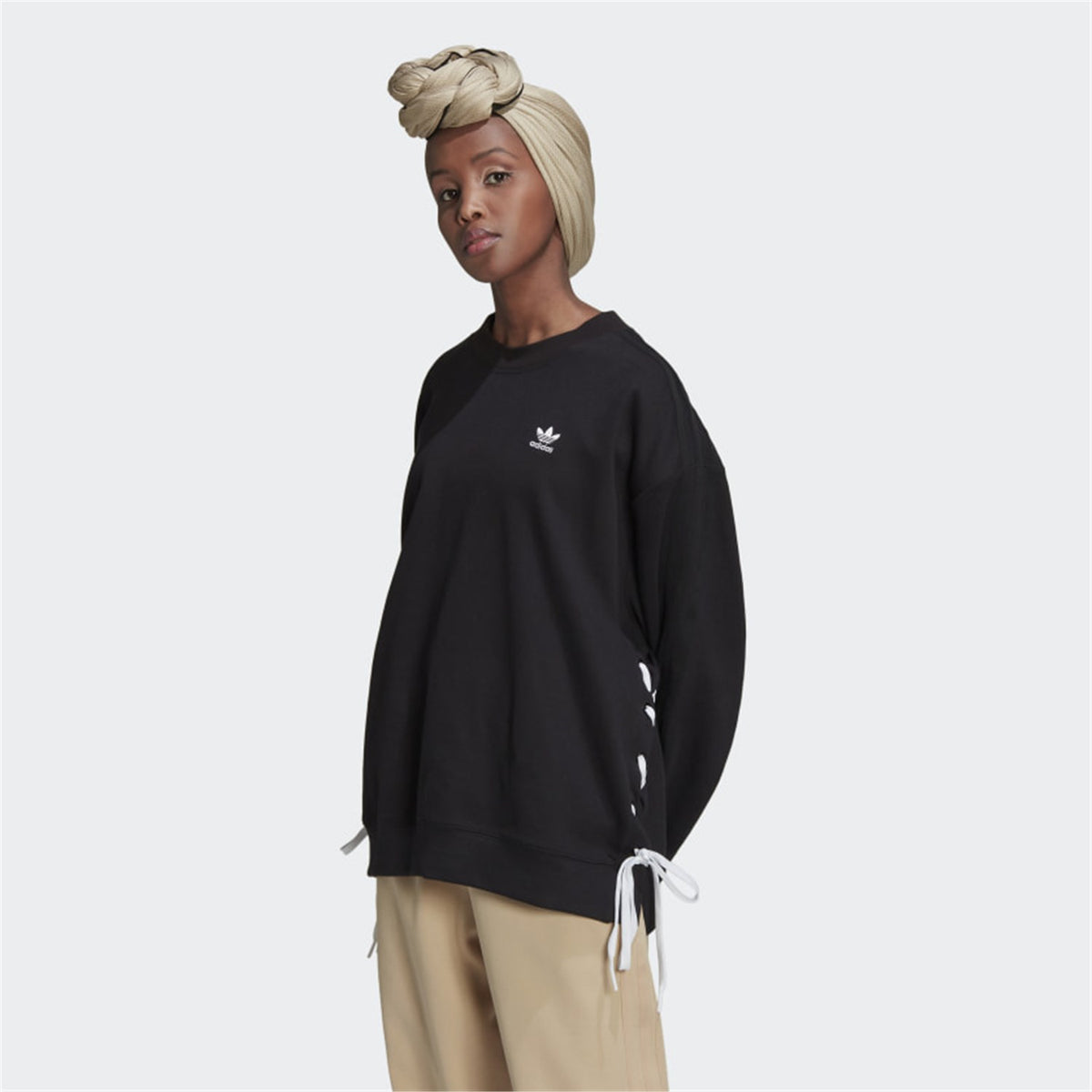 ADIDAS ORIGINALS Felpa Donna Nero - LACED CREW
