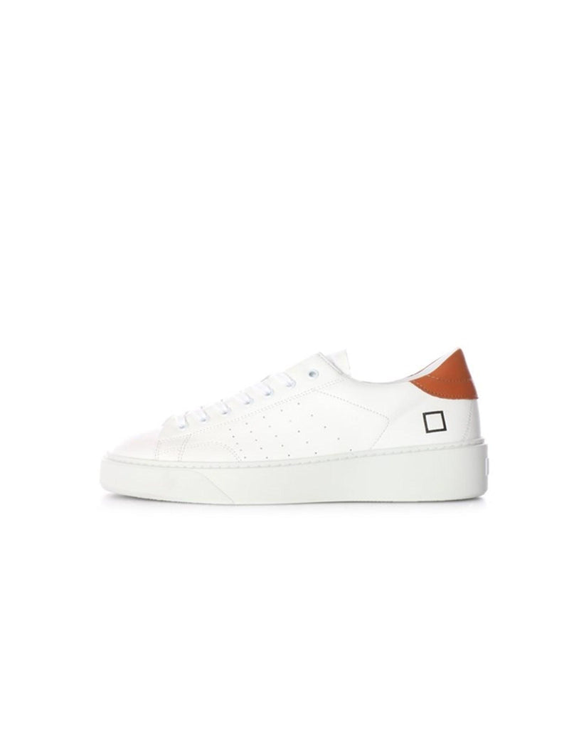 DATE Men's White Sneakers - LEVANTE CALF WHITE-BRICK