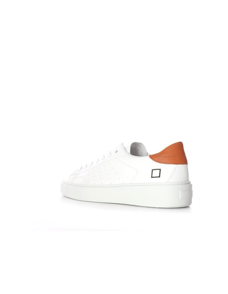 DATE Men's White Sneakers - LEVANTE CALF WHITE-BRICK