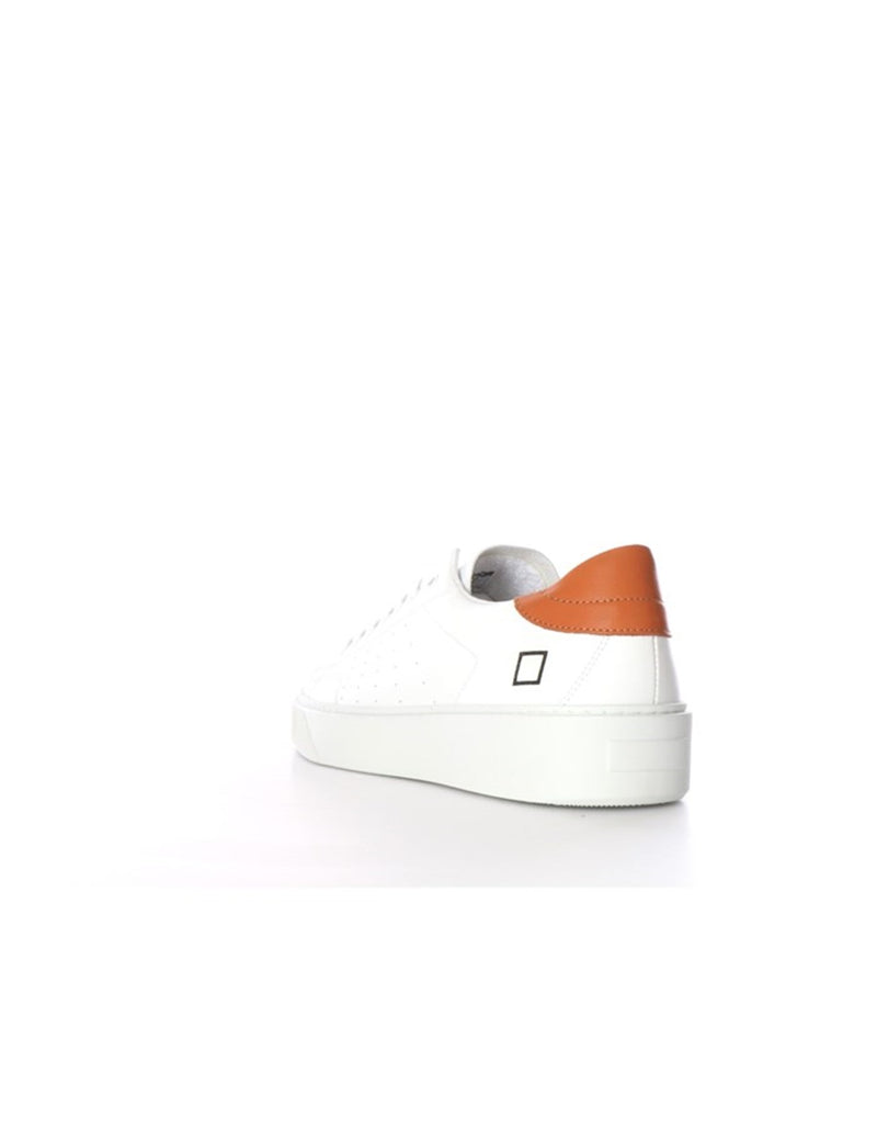 DATE Men's White Sneakers - LEVANTE CALF WHITE-BRICK