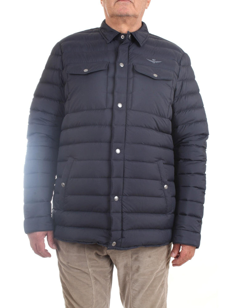 AERONAUTICA MILITARE Men's Blue Down Jacket - 100-Gram Goose Down Shirt Jacket
