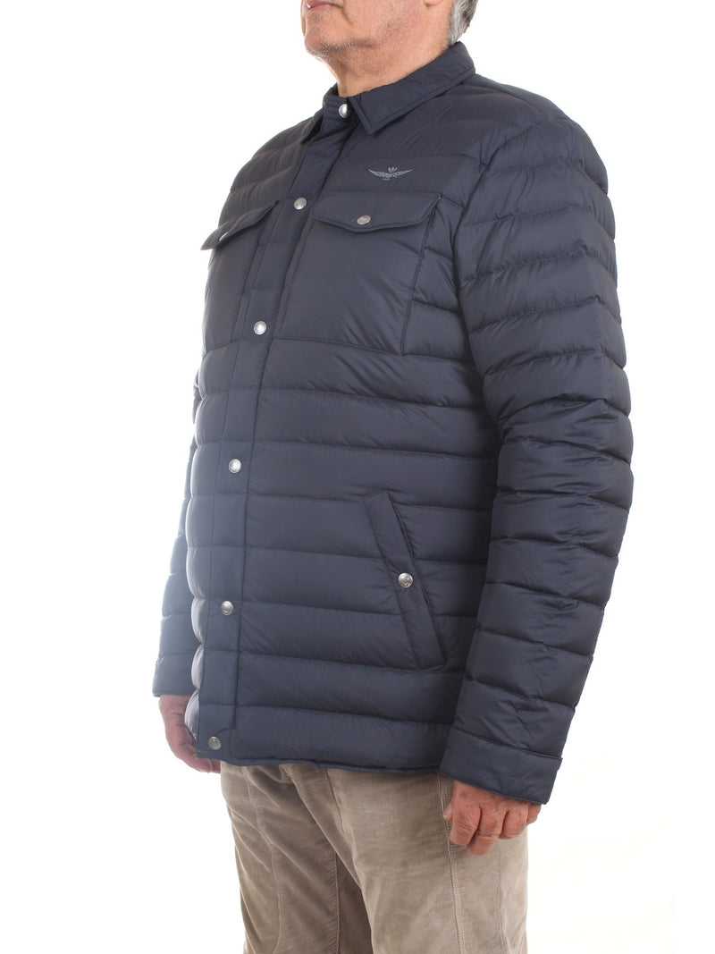 AERONAUTICA MILITARE Men's Blue Down Jacket - 100-Gram Goose Down Shirt Jacket