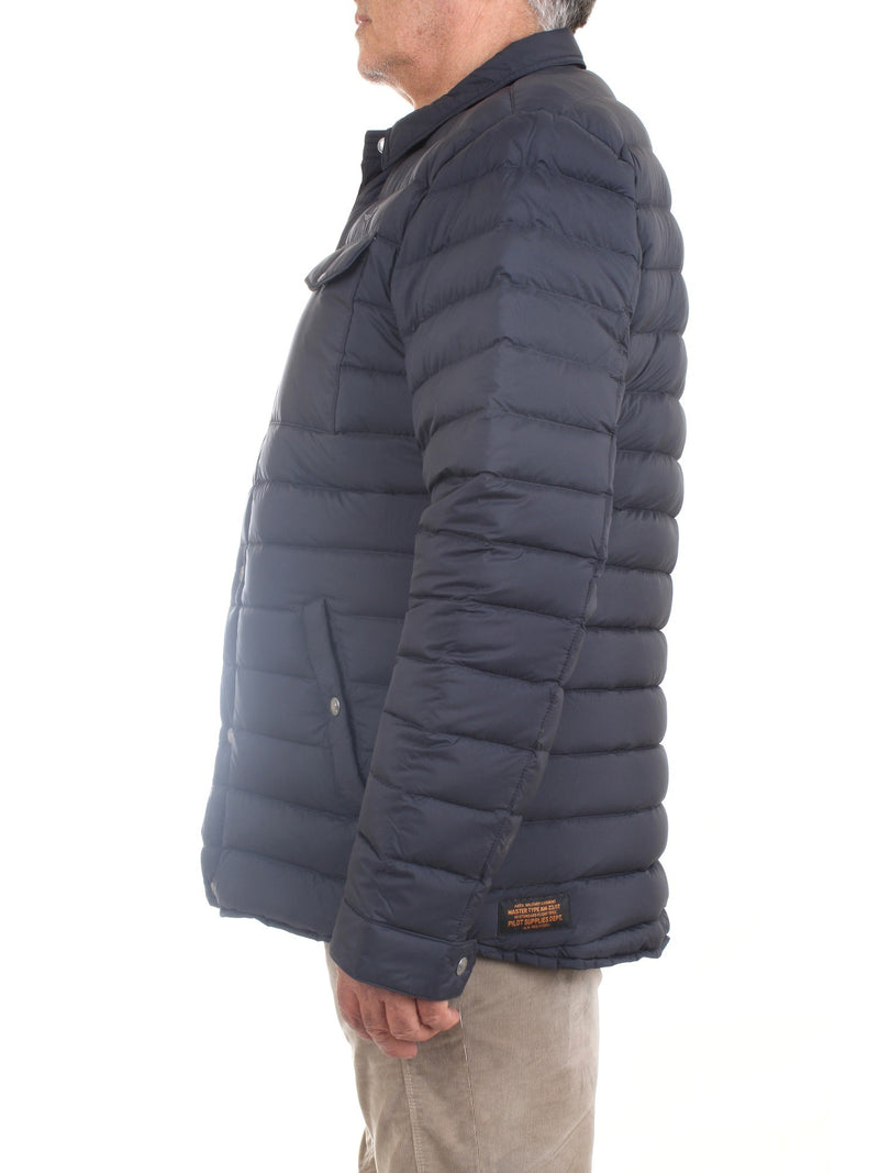 AERONAUTICA MILITARE Men's Blue Down Jacket - 100-Gram Goose Down Shirt Jacket