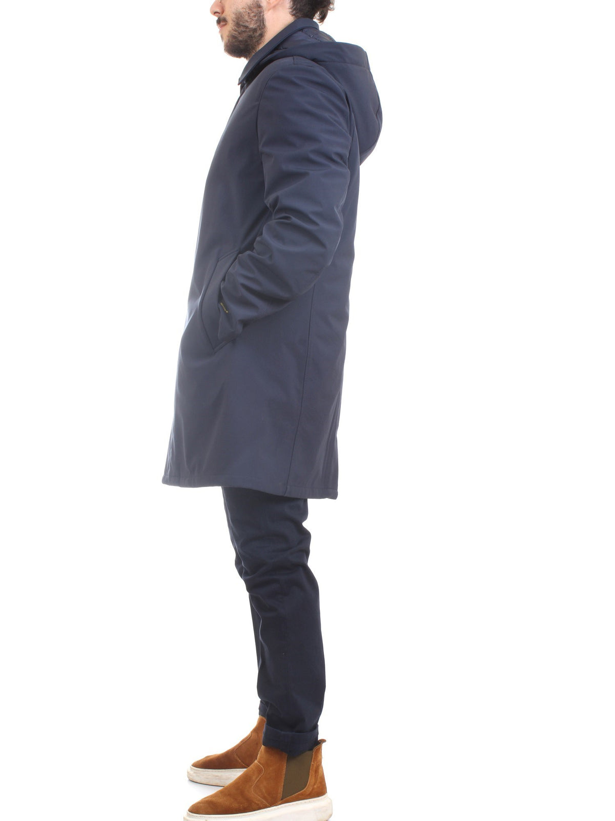 MANUEL RITZ Men's Blue Coat - SLIM SOFT SHELL PADDED TRENCH