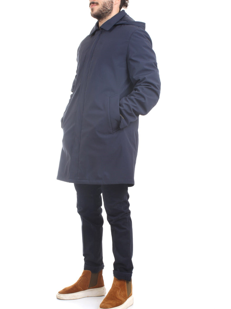 MANUEL RITZ Men's Blue Coat - SLIM SOFT SHELL PADDED TRENCH