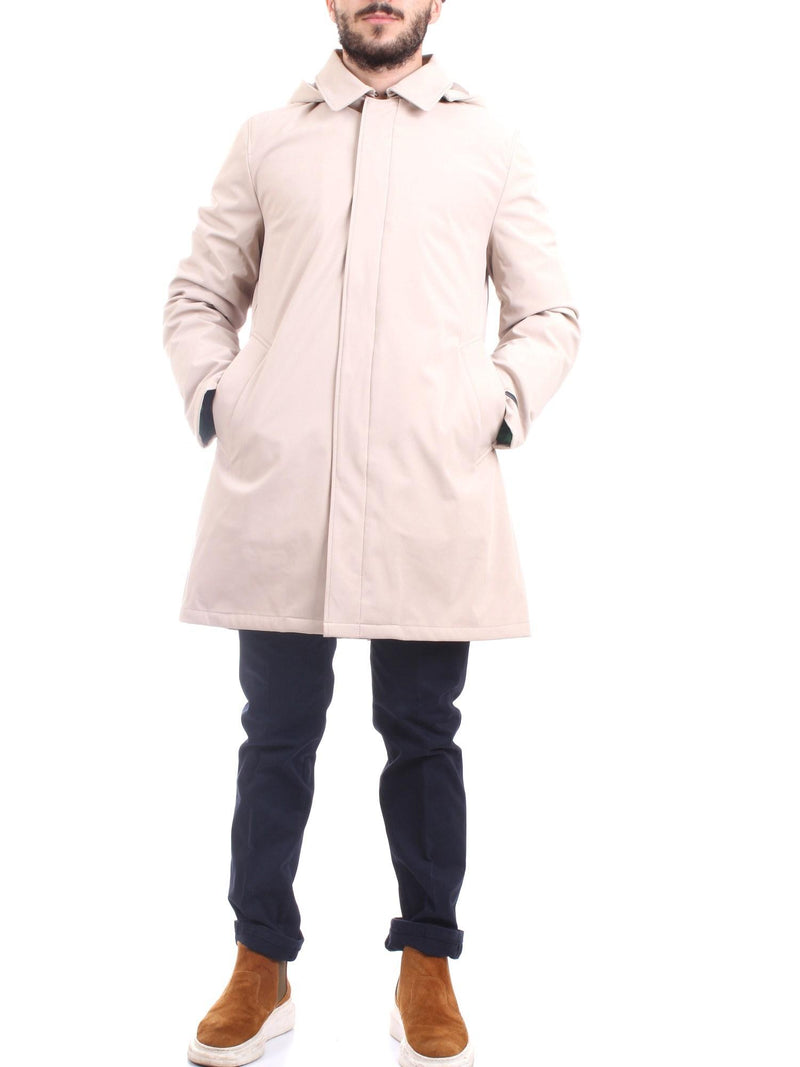 MANUEL RITZ Men's Beige Coat - Slim Soft Shell Padded Trench Coat