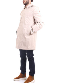 MANUEL RITZ Men's Beige Coat - Slim Soft Shell Padded Trench Coat