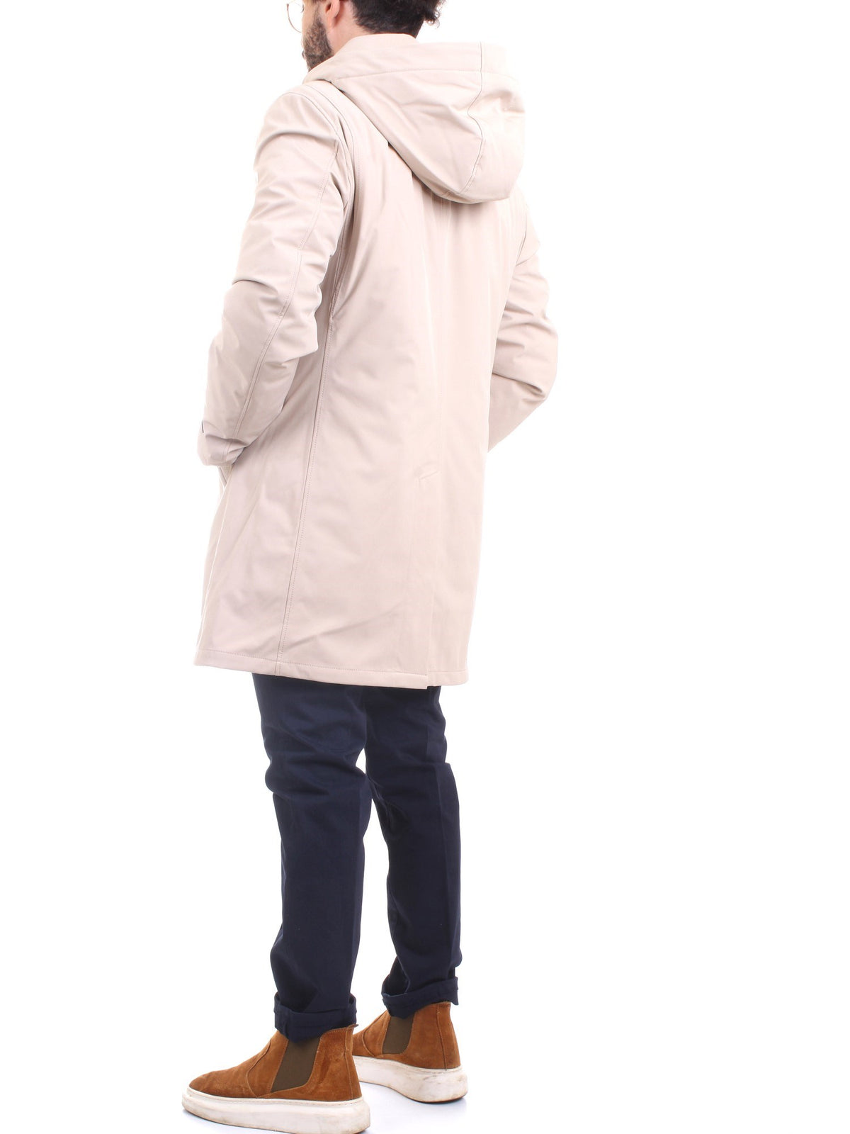 MANUEL RITZ Men's Beige Coat - Slim Soft Shell Padded Trench Coat