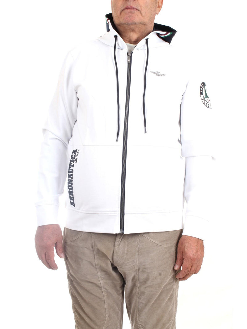 AERONAUTICA MILITARE Men's White Sweatshirt - TRICOLOR FRECCE HOODIE