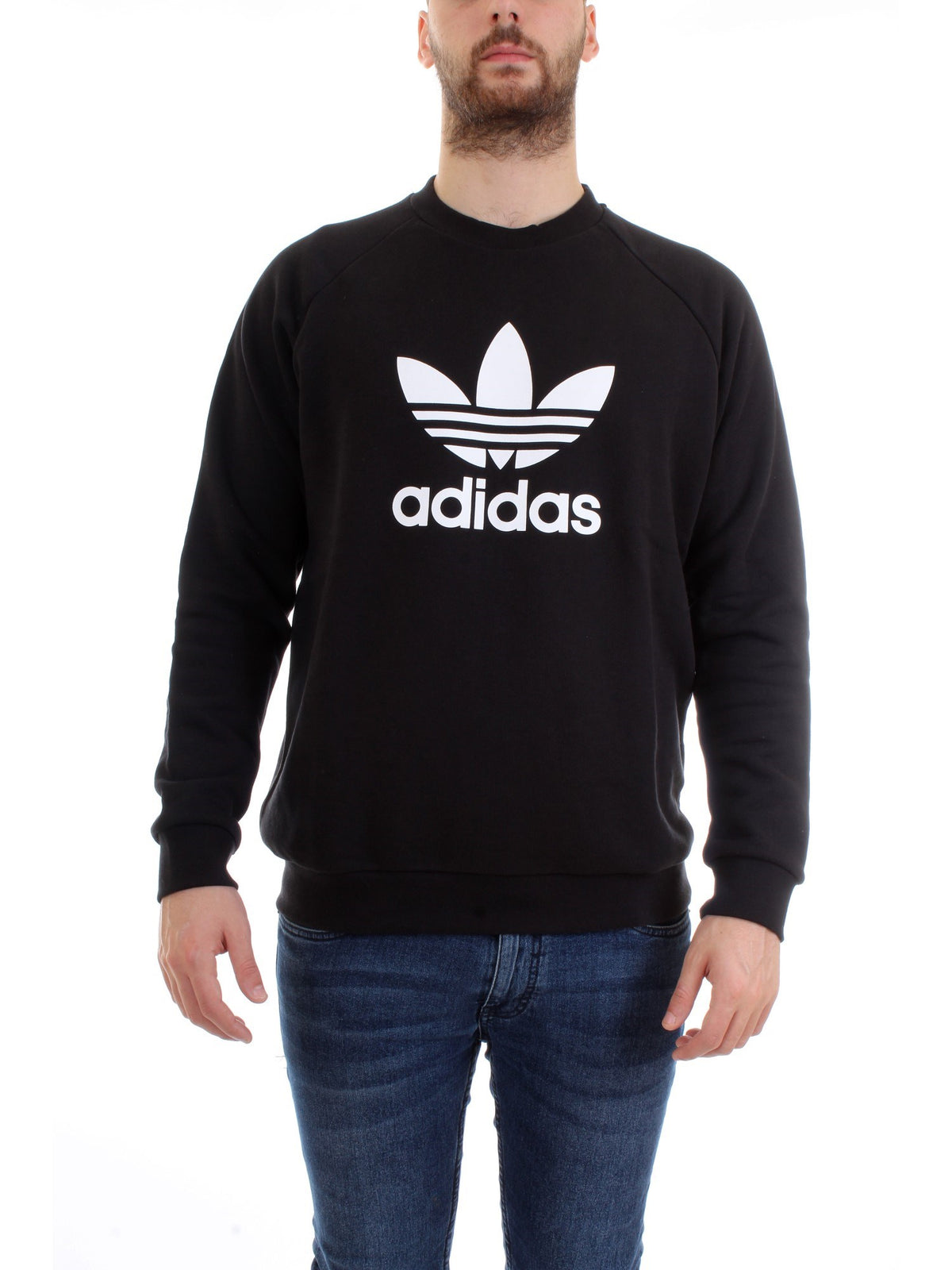 ADIDAS ORIGINALS Black Men's Sweatshirt - ADICOLOR CLASSICS TREFOIL CREWNECK