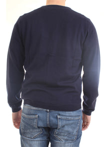SUN68 Men's Cardigan Blue - Solid V-Neck Cardigan
