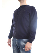 SUN68 Men's Cardigan Blue - Solid V-Neck Cardigan